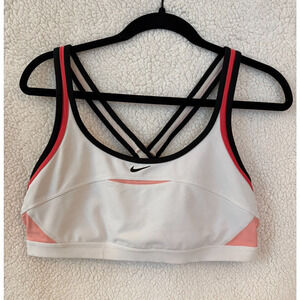 Nike Dri-FIT Strappy Sports Bra White Pink XS Crossback Athleisure